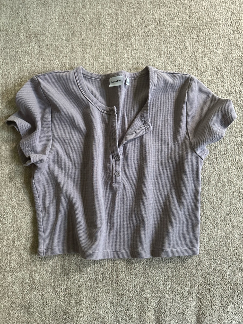 Sunday Best Short Sleeve Crop Henley Waffle T